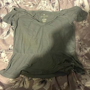 hollister soft and sexy rib cropped ruffles shirt